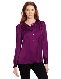 Vince Camuto Women's Long Sleeve Henley Blouse, Sweet Plum, Small Vince Camuto Women's Long Sleeve Henley Blouse, Sweet Plum, Small