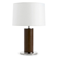 Perfect for your office, den or study, this leather-wrapped lamp with polished nickel hardware and white drum shade stands sleek with style. Perfect for your office, den or study, this leather-wrapped lamp with polished nickel hardware and white drum shade stands sleek with style.