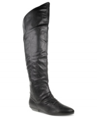 Extended style that exceeds expectations. CL by Laundry's Succeeding over-the-knee flat boots feature ruche detail along the tall shaft. Extended style that exceeds expectations. CL by Laundry's Succeeding over-the-knee flat boots feature ruche detail along the tall shaft.