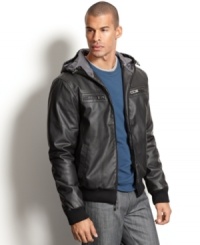 This faux leather jacket from Brave Soul upgrades your outerwear look for the season. This faux leather jacket from Brave Soul upgrades your outerwear look for the season.