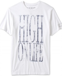 Say how you feel with this cool Guess Jeans v-neck tee. Say how you feel with this cool Guess Jeans v-neck tee.