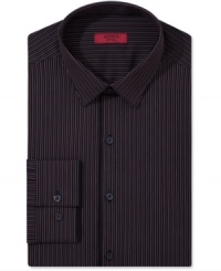 Slim stripes and a fitted silhouette from Alfani RED will complement any work-week look. Slim stripes and a fitted silhouette from Alfani RED will complement any work-week look.