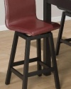 Basic Black Finished Bain Swivel Stool In Red Faux Leather (Set Of 2)