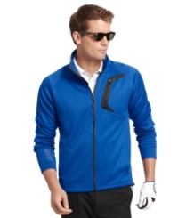 Keep your cool on the course and still stay warm in this stylish fleece jacket from Izod. Keep your cool on the course and still stay warm in this stylish fleece jacket from Izod.