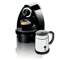 Combining two popular machines: the Essenza Espresso Maker with the Aeroccino Plus milk frother, this set creates café-caliber cups of espresso, latté or cappuccino without eating up too much counter space. Programmable buttons and premium ground coffee capsules ensure the perfect brew every time. Combining two popular machines: the Essenza Espresso Maker with the Aeroccino Plus milk frother, this set creates café-caliber cups of espresso, latté or cappuccino without eating up too much counter space. Programmable buttons and premium ground coffee capsules ensure the perfect brew every time.