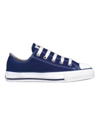 These classic low-top kicks have remained true to the original Chuck Taylors to give your little one some authentic, old-school style. These classic low-top kicks have remained true to the original Chuck Taylors to give your little one some authentic, old-school style.