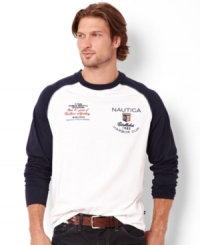 Hit a style homerun in this casual lightweight baseball tee by Nautica. Hit a style homerun in this casual lightweight baseball tee by Nautica.