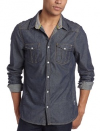 J.C. Rags Men's Denim Stripe Button Down Shirt