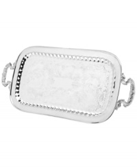 With lavishly engraved florals and sculpted handles, Godinger's silver cocktail tray can make even a can of beer look elegant. A scalloped inner edge secures stemware and barware when you're entertaining a crowd. With lavishly engraved florals and sculpted handles, Godinger's silver cocktail tray can make even a can of beer look elegant. A scalloped inner edge secures stemware and barware when you're entertaining a crowd.