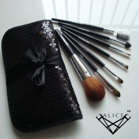 Alice Makeup 7pc Cosmetic Brush Travel Set - Black, Gift idea Alice Makeup 7pc Cosmetic Brush Travel Set - Black, Gift idea