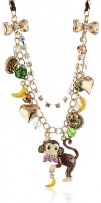 Betsey Johnson A Day at the Zoo Monkey Multi-Charm Necklace, 19 Betsey Johnson A Day at the Zoo Monkey Multi-Charm Necklace, 19