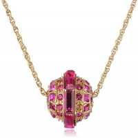 Betsey Johnson Iconic Baguette Fuchsia Crystal Ball Pendant Necklace, 19 Betsey Johnson Iconic Baguette Fuchsia Crystal Ball Pendant Necklace, 19