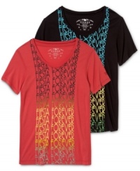 All night long. Get ready to party in this cool, colorful graphic tee from Guess. All night long. Get ready to party in this cool, colorful graphic tee from Guess.