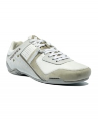 Step out in sleek modern style when you update your men's sneakers with these stitched leather kicks from Diesel. Step out in sleek modern style when you update your men's sneakers with these stitched leather kicks from Diesel.