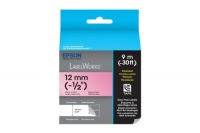 Epson LabelWorks Pearlized LC Tape Cartridge ~1/2-Inch Black on Pink (LC-4RBL9)