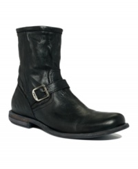 It's the washed vintage leather that lends Phillip his rugged good looks. Rising just below the calf, the Phillip Inside Zip men's boots are easy to get in and out of. Steel hardware with Frye's name emblazoned is the finishing touch on a flawless pair of boots for men. It's the washed vintage leather that lends Phillip his rugged good looks. Rising just below the calf, the Phillip Inside Zip men's boots are easy to get in and out of. Steel hardware with Frye's name emblazoned is the finishing touch on a flawless pair of boots for men.