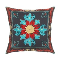 Double décor options, double happiness. The front of our Shangri-la duvet cover set shows a dramatic, oversized medallion motif printed in turquoise, yellow ochre and storm grey on a white and pebble background. Look closely for a bird, a bee, and flowers embroidered in coral. On the reverse, a pattern of white medallions stands like a screen set against storm grey Himalayan slopes. A real Kharma collection. Double décor options, double happiness. The front of our Shangri-la duvet cover set shows a dramatic, oversized medallion motif printed in turquoise, yellow ochre and storm grey on a white and pebble background. Look closely for a bird, a bee, and flowers embroidered in coral. On the reverse, a pattern of white medallions stands like a screen set against storm grey Himalayan slopes. A real Kharma collection.