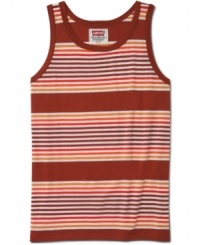 Stripe it up this summer with a hot-weather staple: a sleeveless tank from Levi's. Stripe it up this summer with a hot-weather staple: a sleeveless tank from Levi's.