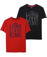 Channel your inner royalty. Keep your game top-notch with this Lebron Nike basketball t-shirt featuring Dri-Fit technology for comfort running up and down the court. Channel your inner royalty. Keep your game top-notch with this Lebron Nike basketball t-shirt featuring Dri-Fit technology for comfort running up and down the court.