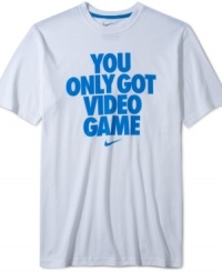 Made from 100% breathable cotton for all day and all night comfort, advance to the next level in this shirt by Nike. Made from 100% breathable cotton for all day and all night comfort, advance to the next level in this shirt by Nike.
