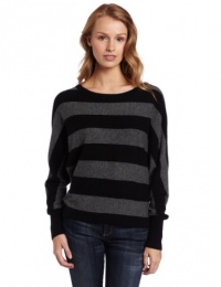 BCBGMAXAZRIA Women's Camille Striped Boat Neck Pullover, Grey, Medium BCBGMAXAZRIA Women's Camille Striped Boat Neck Pullover, Grey, Medium