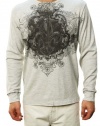 RetroFit Men's Long Sleeve Thermal Crew Neck T-Shirt Light Gray