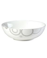 Tiny squares with a hint of shine run circles around this small bowl, perfect for dips, candies and afternoon snacks, from Mikasa dinnerware. These dishes are from a fresh, spirited collection that's made for modern tables. Sparkle Circles features minimalist shapes in sturdy bone china for anytime use. Tiny squares with a hint of shine run circles around this small bowl, perfect for dips, candies and afternoon snacks, from Mikasa dinnerware. These dishes are from a fresh, spirited collection that's made for modern tables. Sparkle Circles features minimalist shapes in sturdy bone china for anytime use.