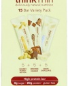 thinkThin Variety Pack (Chunky Peanut, Brownie Crunch, White Chocolate Chip), Gluten Free, 2.1-Ounce Bars (Pack of 15)