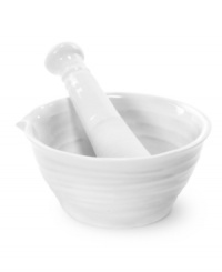 The perfect gift for your favorite budding chef or food lover, this mortar and pestle is the first step in any fresh recipe. Crafted of vitrified porcelain, is simple to use and and was designed by Sophie Conran for Portmeirion. The perfect gift for your favorite budding chef or food lover, this mortar and pestle is the first step in any fresh recipe. Crafted of vitrified porcelain, is simple to use and and was designed by Sophie Conran for Portmeirion.