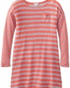 Splendid Girl Girls 7-16 Striped Mix Thermal Long Sleeve Dress, Guava, 14