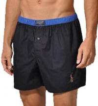 Polo Ralph Lauren Men's Woven Big Pony Boxers Black/Royal