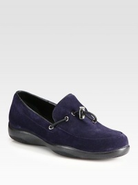A toggle detail tops this suede essential with leather trim. Suede upper with leather trimLeather liningRubber solePadded insoleMade in Italy A toggle detail tops this suede essential with leather trim. Suede upper with leather trimLeather liningRubber solePadded insoleMade in Italy