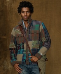 The utilitarian look reaches new heights with a Multi-Patchwork Canvas Jacket, featuring swatches of camo and mixed plaids for a truly eclectic vibe. The utilitarian look reaches new heights with a Multi-Patchwork Canvas Jacket, featuring swatches of camo and mixed plaids for a truly eclectic vibe.