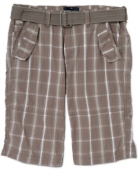 Redefine your warm-weather wardrobe with the streetwise styling of these plaid shorts from Buffalo David Bitton. Redefine your warm-weather wardrobe with the streetwise styling of these plaid shorts from Buffalo David Bitton.