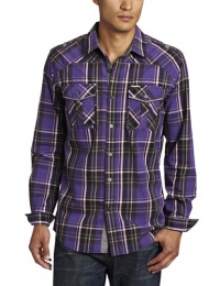 Marc Ecko Cut & Sew Men's Long Sleeve Fall Tartan Plaid Shirt Marc Ecko Cut & Sew Men's Long Sleeve Fall Tartan Plaid Shirt