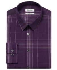 Put a modern spin on office attire with this slim-fit multi-stripe shirt from Calvin Klein. Put a modern spin on office attire with this slim-fit multi-stripe shirt from Calvin Klein.