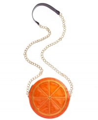 Add some whimsy to your wardrobe. Sunny, orange slice cut-outs adorn the front of this playful Betsey Johnson crossbody for a fun, warm-weather style that's perfect for an afternoon by the beach or an evening in the city. Add some whimsy to your wardrobe. Sunny, orange slice cut-outs adorn the front of this playful Betsey Johnson crossbody for a fun, warm-weather style that's perfect for an afternoon by the beach or an evening in the city.
