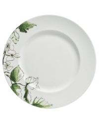Vera Wang's Floral Leaf watercolor adds fresh artistry to these chic bone china dinner plates. A minimalist shape in clean white blooms with crisp greens for a modern look and feel that's ideal for every day. Vera Wang's Floral Leaf watercolor adds fresh artistry to these chic bone china dinner plates. A minimalist shape in clean white blooms with crisp greens for a modern look and feel that's ideal for every day.