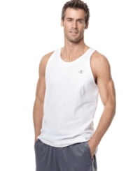 Whether you're working out or winding down, kick back in the cool, relaxed sporty feel of this ultra-soft cotton jersey logo tank from Champion. Whether you're working out or winding down, kick back in the cool, relaxed sporty feel of this ultra-soft cotton jersey logo tank from Champion.