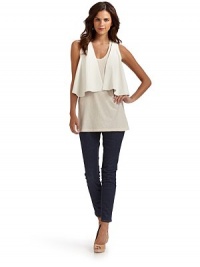 Exquisitely soft lambskin has a cropped length and lots of vintage boho appeal.Draped open front Sleeveless Seamed back yoke About 18¼ from shoulder to hem Lambskin Dry clean by leather specialist Imported Exquisitely soft lambskin has a cropped length and lots of vintage boho appeal.Draped open front Sleeveless Seamed back yoke About 18¼ from shoulder to hem Lambskin Dry clean by leather specialist Imported