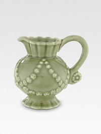 A charming, ceramic stoneware pitcher is designed to replicate the splendor, artistry and romance of the world's most beautiful gardens. From the Jardins du Monde Collection 6-oz. capacity 3½H Dishwasher safe Imported A charming, ceramic stoneware pitcher is designed to replicate the splendor, artistry and romance of the world's most beautiful gardens. From the Jardins du Monde Collection 6-oz. capacity 3½H Dishwasher safe Imported