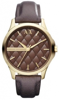 Armani Exchange Brown Quilted Dial Gold-Tone Stainless Steel Ladies Watch AX5206 Armani Exchange Brown Quilted Dial Gold-Tone Stainless Steel Ladies Watch AX5206