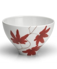 Vibrant red flowers and leaves embellish this small rice bowl. Its classic shape is ideal for everyday use while the modern, Asian-inspired design makes a festive addition to dinner parties. Vibrant red flowers and leaves embellish this small rice bowl. Its classic shape is ideal for everyday use while the modern, Asian-inspired design makes a festive addition to dinner parties.