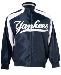Stay comfortable as you root for your favorite team at the old ball game in this big and tall MLB New York Yankees jacket from Majestic Apparel. Stay comfortable as you root for your favorite team at the old ball game in this big and tall MLB New York Yankees jacket from Majestic Apparel.