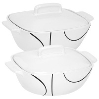 Corelle Simple Lines White Stoneware 2 Piece Casserole Set Corelle Simple Lines White Stoneware 2 Piece Casserole Set