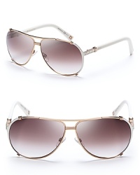 Dior's rose gold and cream aviators offer through-the-roof glamour with a retro twist. Dior's rose gold and cream aviators offer through-the-roof glamour with a retro twist.