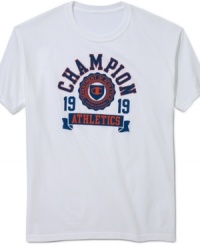 Keep your cool with classic casual style in this graphic t-shirt from Champion. Keep your cool with classic casual style in this graphic t-shirt from Champion.