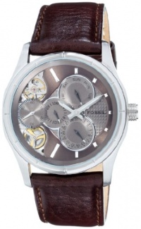 Fossil Men's ME1020 Brown Leather Strap Textured Champagne Cutaway Analog Dial Multifunction Chronograph Watch Fossil Men's ME1020 Brown Leather Strap Textured Champagne Cutaway Analog Dial Multifunction Chronograph Watch