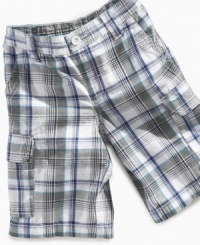 In school or on summer break, he'll always be comfortable and stylish in these cargo shorts from Greendog. In school or on summer break, he'll always be comfortable and stylish in these cargo shorts from Greendog.