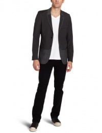 Marc Ecko Cut & Sew Men's Pinstripe and Plaid Pieced Blazer Marc Ecko Cut & Sew Men's Pinstripe and Plaid Pieced Blazer